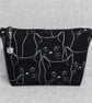Black cats make up bag, zipped pouch, cosmetic bag - Image 2