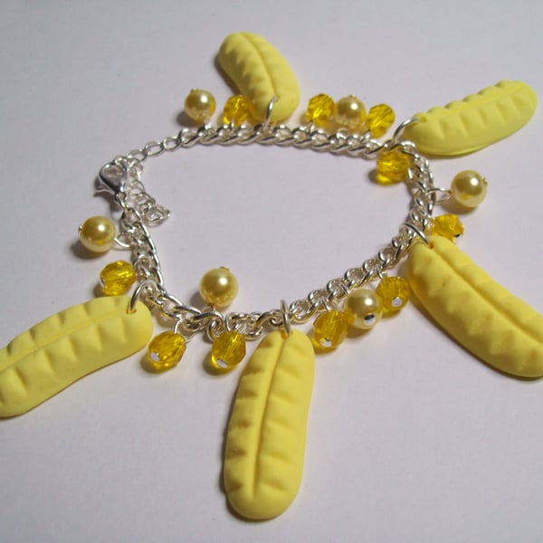Polymer clay bananas charm bracelet