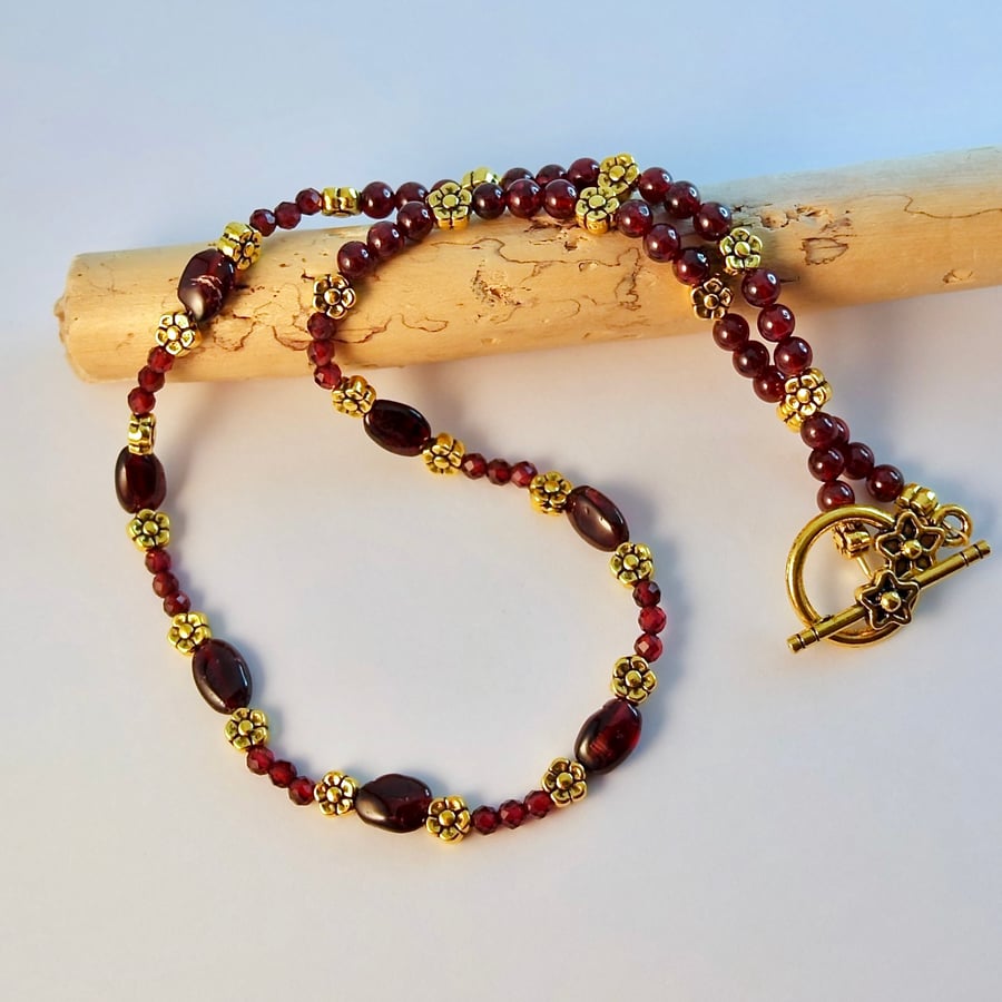 Real Garnet Necklace, Birthday, Anniversary, Gifts For Her, January Birthstone 