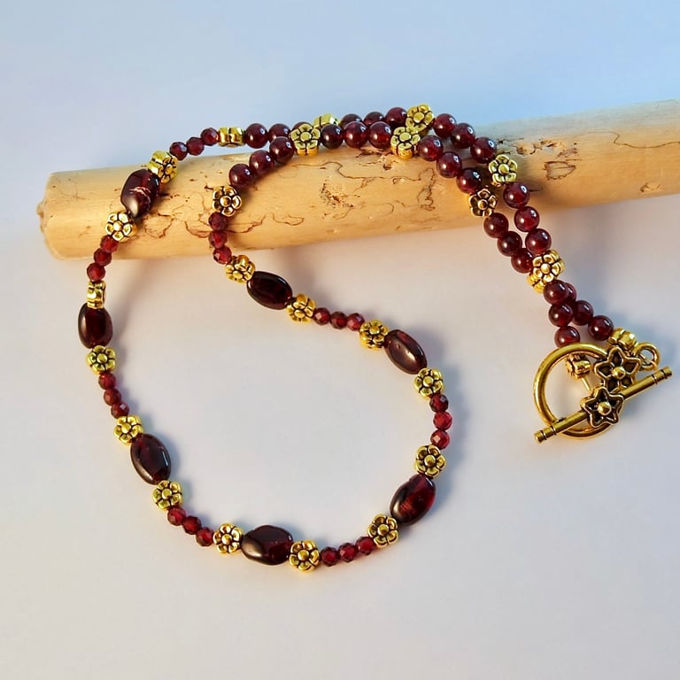 Real Garnet Necklace, Birthday, Anniversary, Gifts For Her, January Birthstone 
