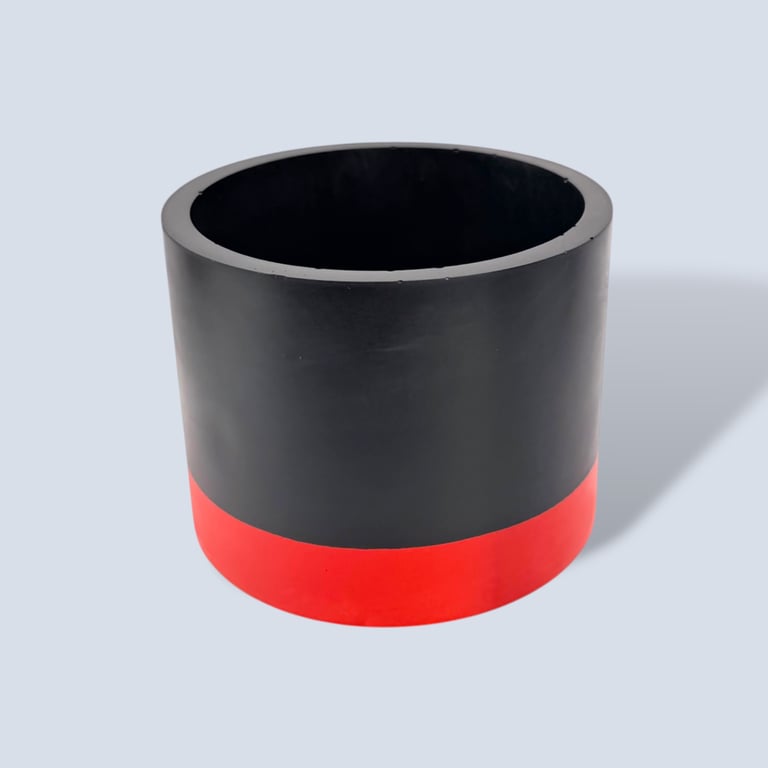 Large Round 15 cm Black and Red Plant Pot Indoor Planter for Houseplants