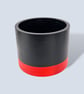 Large Round 15 cm Black and Red Plant Pot Indoor Planter for Houseplants