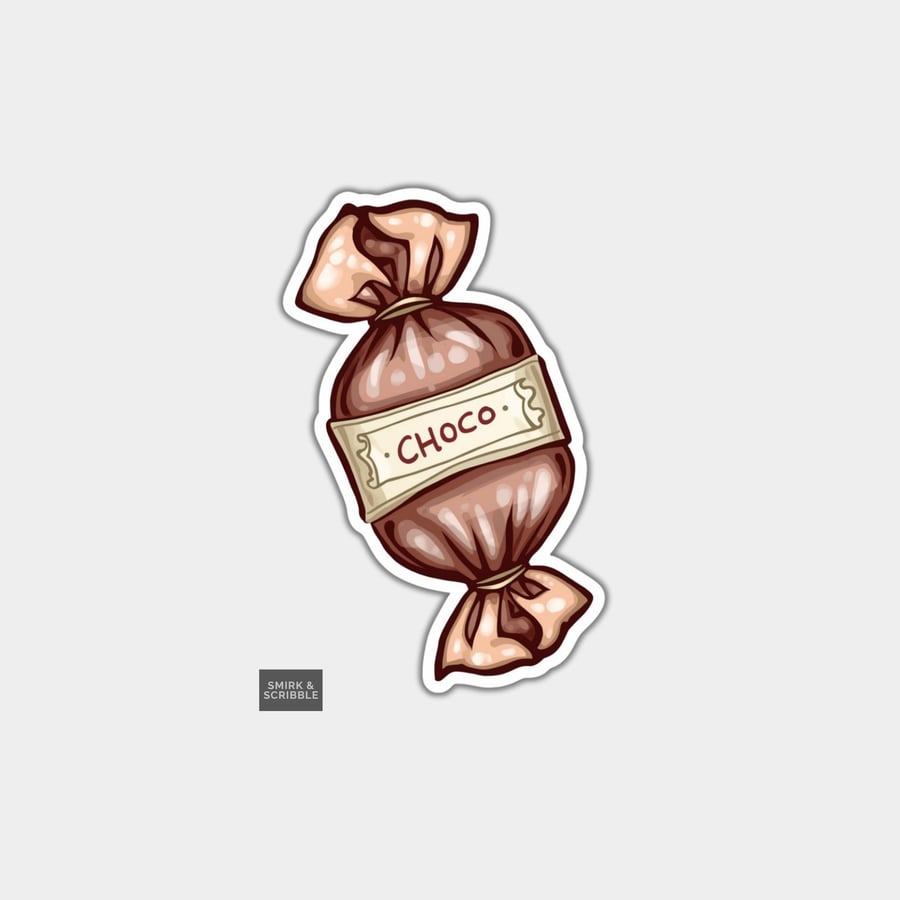 Image of Funny Vinyl Sticker For Adults - Choco Sweet In Wrapper