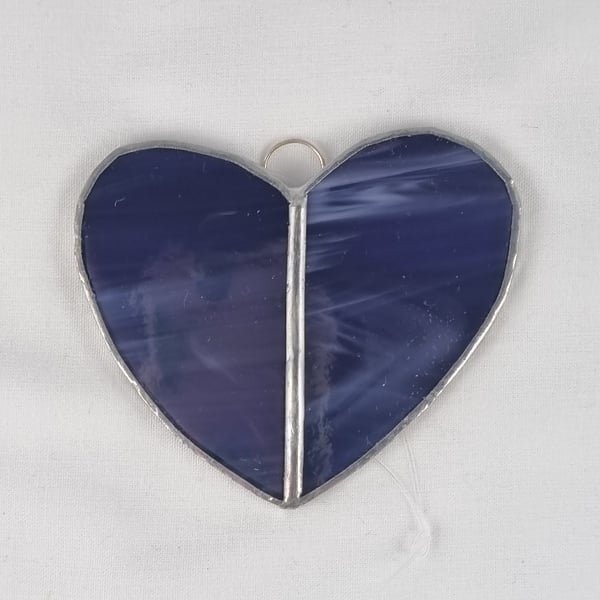 587 Stained Glass Small Two Piece purple Heart -handmade hanging decoration.