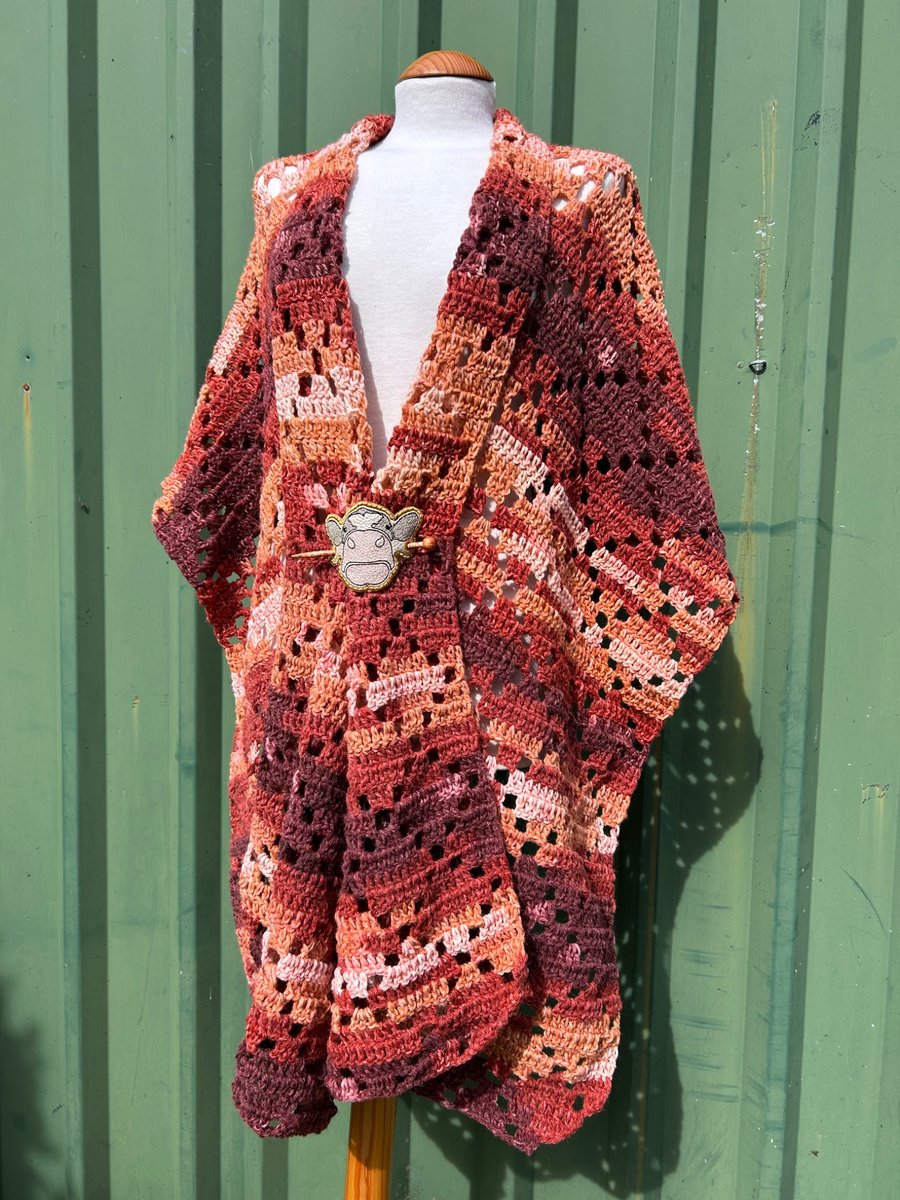 Autumn Ruana Wrap in Soft Wool Yarn
