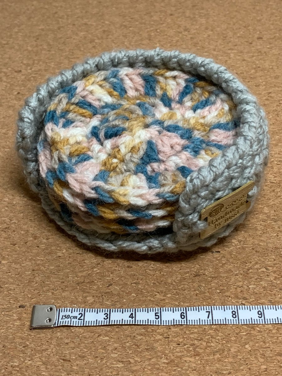 Coasters,crochet,x4 and holder