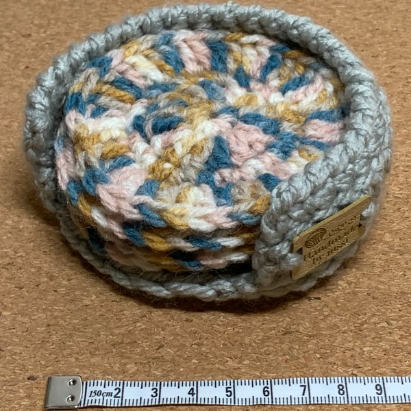 Coasters,crochet,x4 and holder