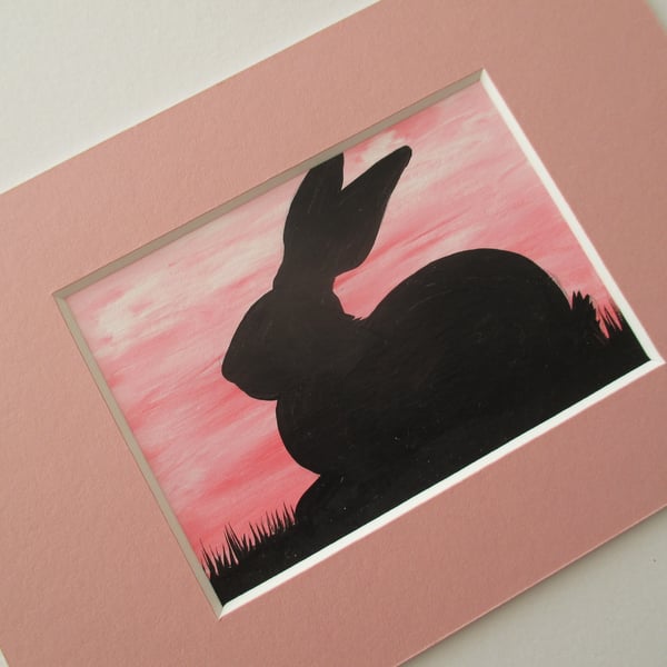 Bunny Rabbit ACEO Original Miniature Art Picture Painting Mounted