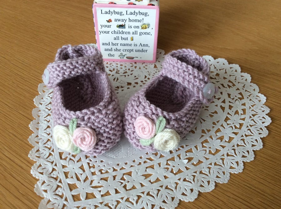 Hand Knitted Baby Mary Jane Booties 