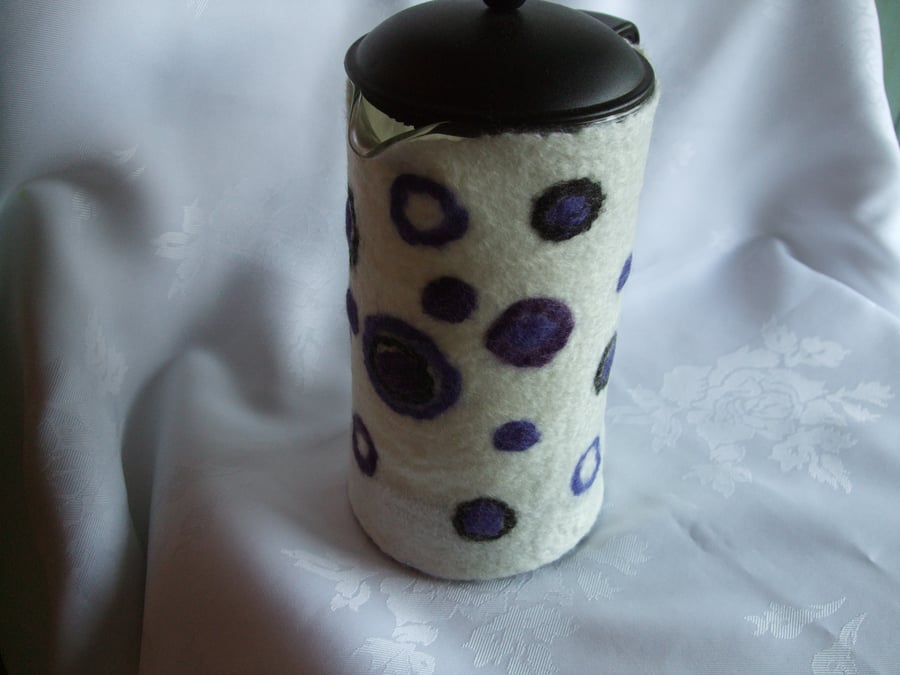 Hand made felt cafetiere cosy