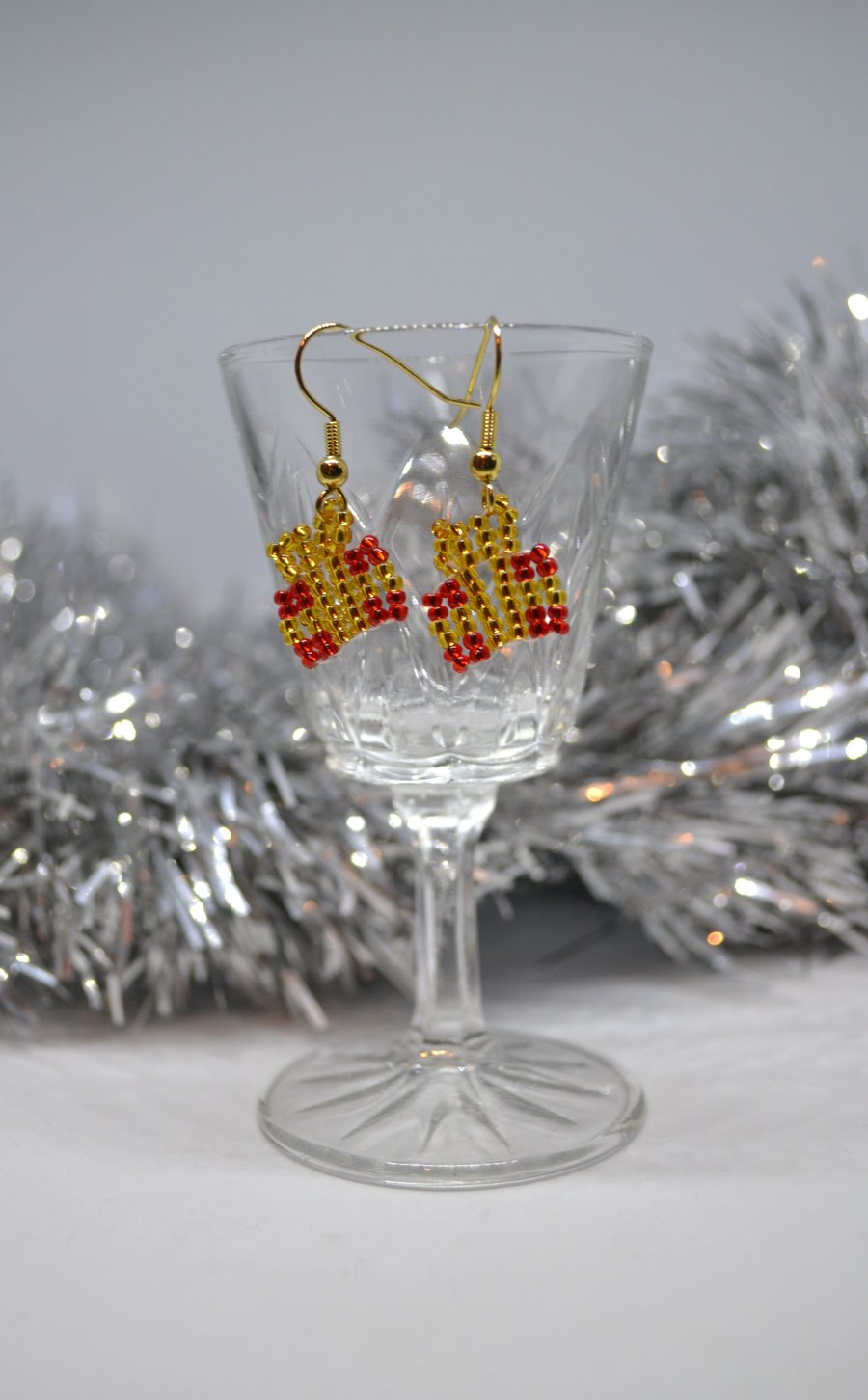 Beaded Christmas Present Earrings