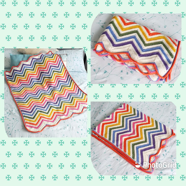 Bright Rainbow Crochet blanket, babies gift, lap blanket 