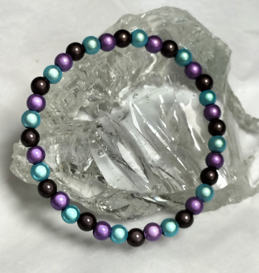 BR470 Rainbow miracle bead elasticated bracelet