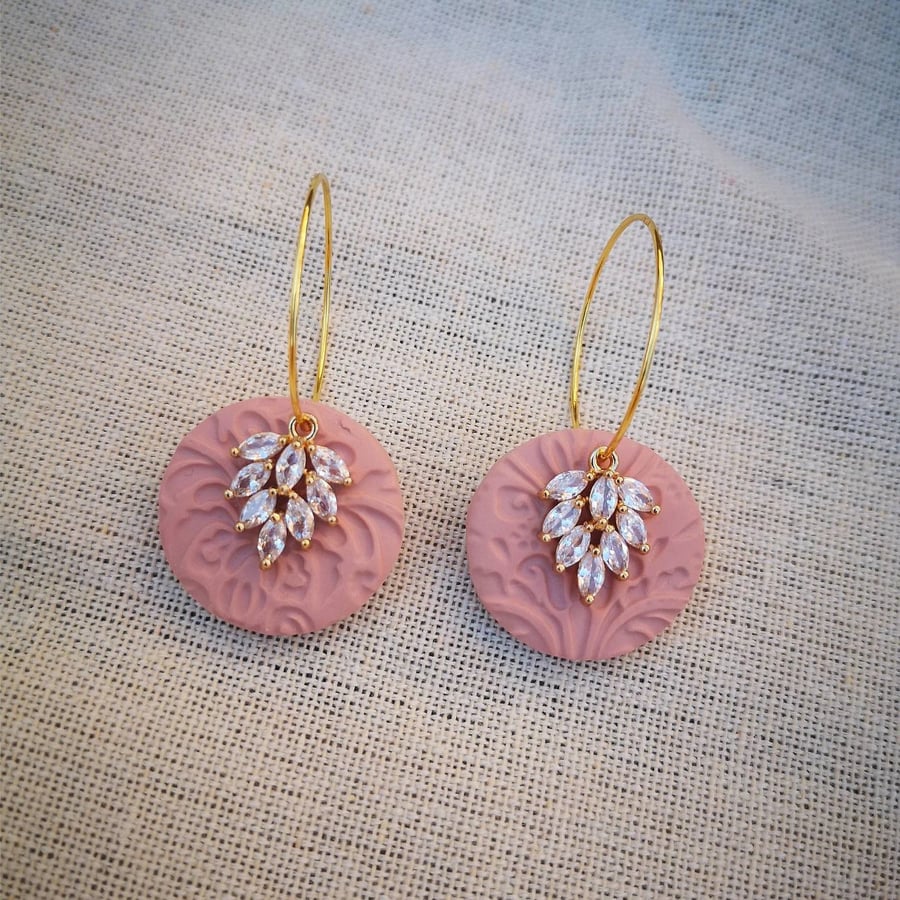 Textured Sparkle Hoop Polymer Clay Earrings