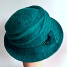 Teal felted wool hat - 'The Crush' - designed to pack flat
