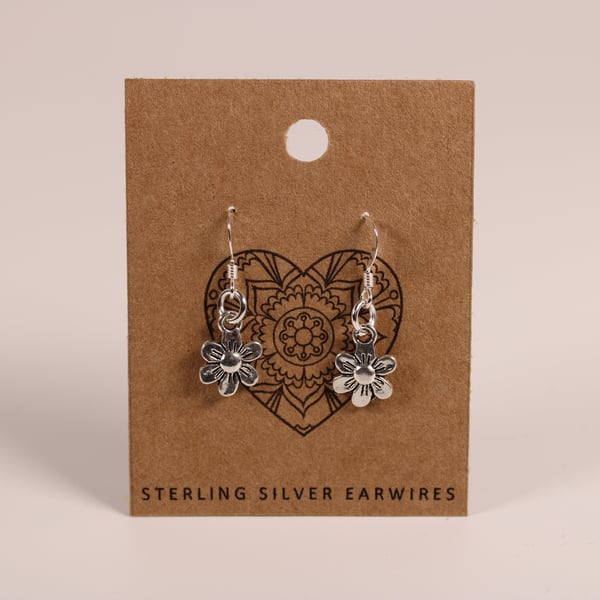 Daisy Flower Drop Dangle Earrings with 925 Sterling Silver Earwires