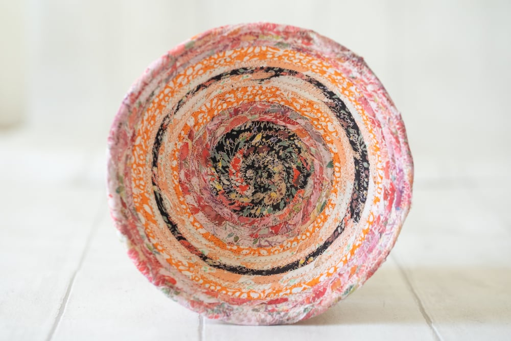 Summer Pastels Coiled Stitched Fabric Storage Bowl 