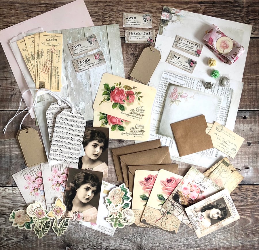 Junk journal Vintage style starter inspiration kit