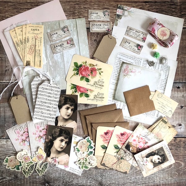 Junk journal Vintage style starter inspiration kit