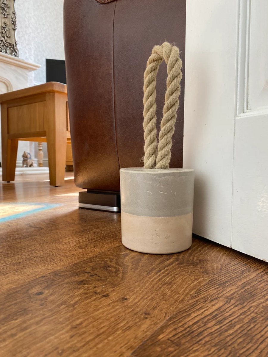 Cement Doorstop Gift with Rope Handle. Home Gift for Bedroom Bathroom Kitchen