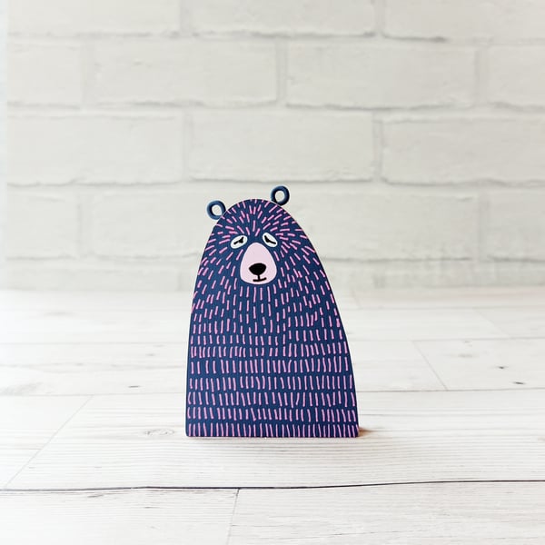 Little Navy Bear, Handmade Wooden Bear