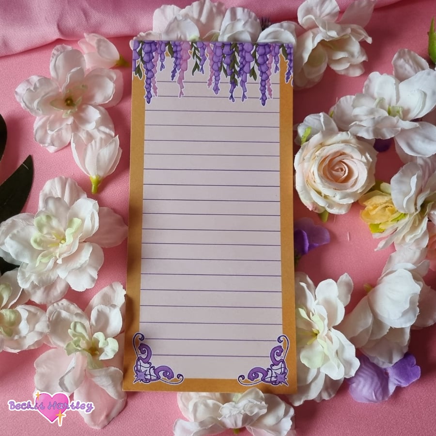 Wisteria Yellow List Pad - Lined Magnetic List Pad - Gifts, Stationery