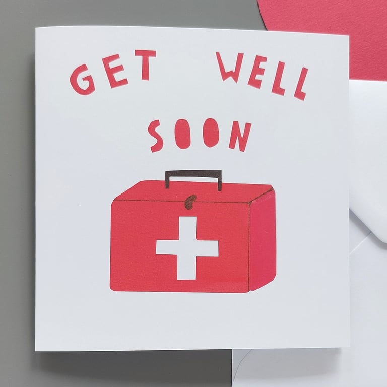 Get Well Soon Card with first aid box