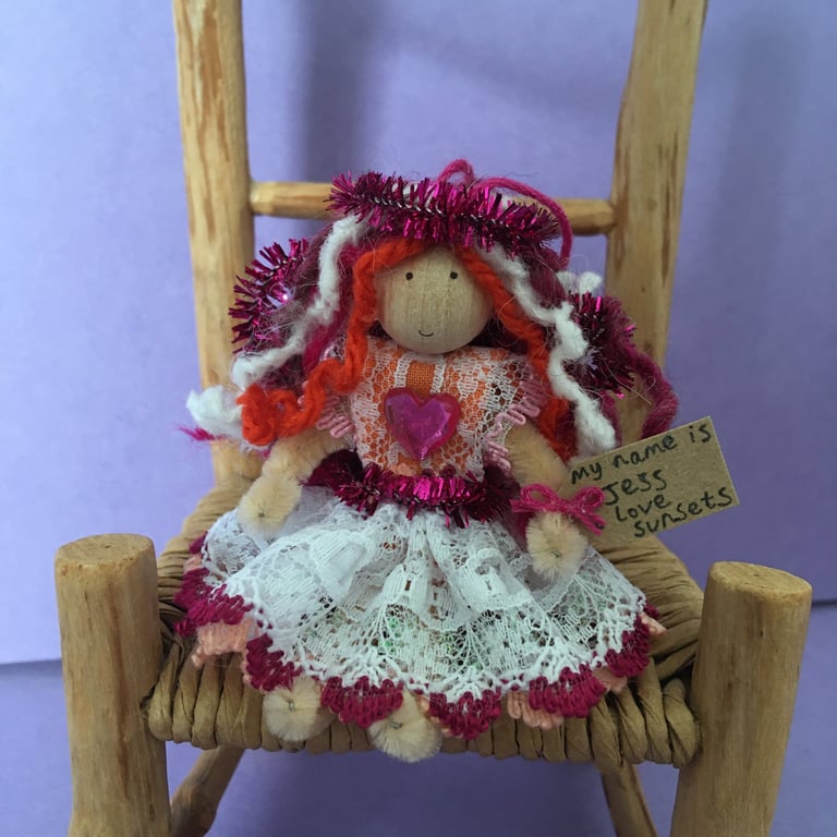 Tiny Orange, Pink And White Fairy Doll Decoration