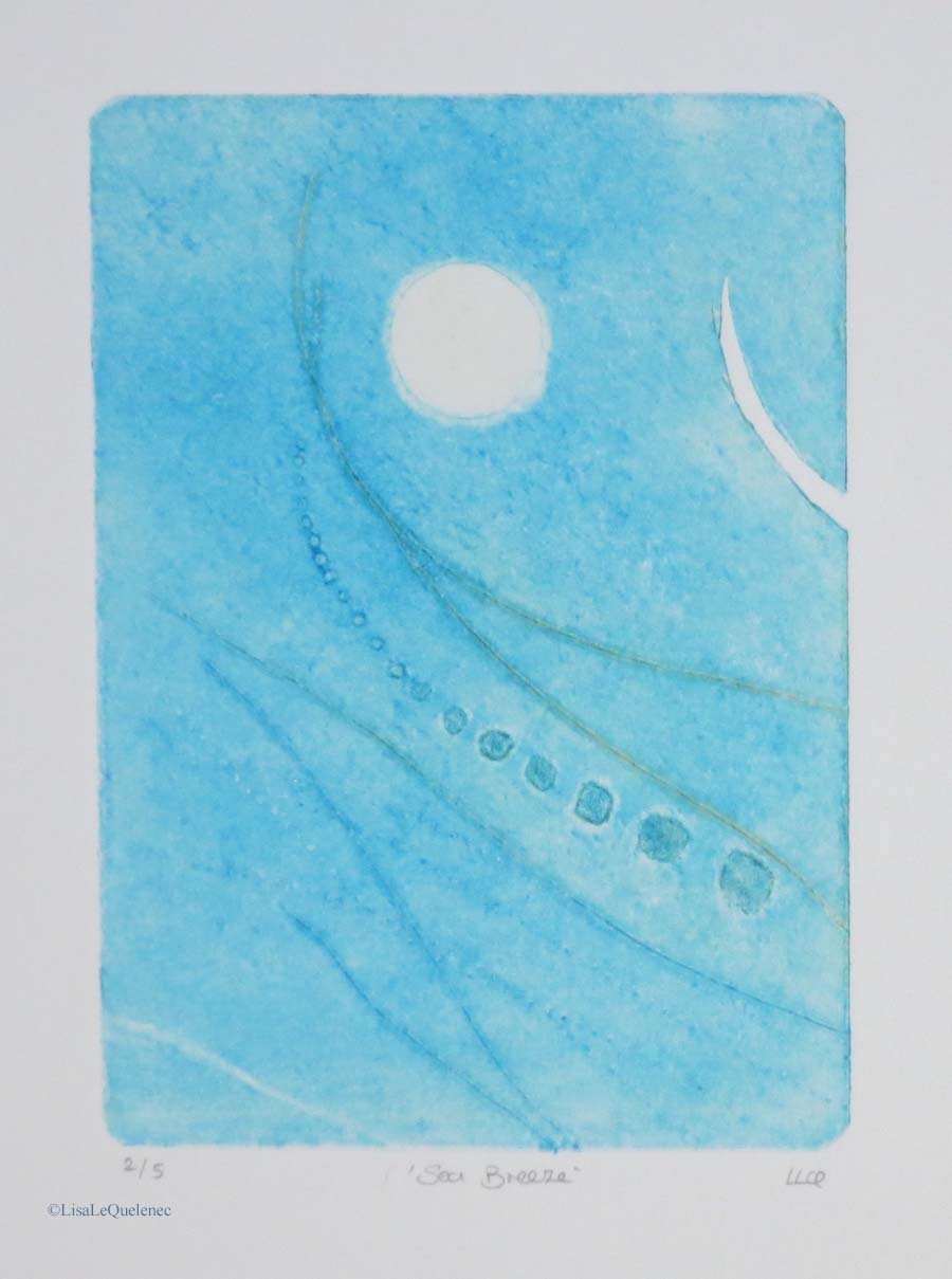 Sea Breeze print 2 of 5 original abstract collograph print minimalist