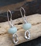 Amazonite and molten silver dangle drop earrings, arc jewellery - Image 2