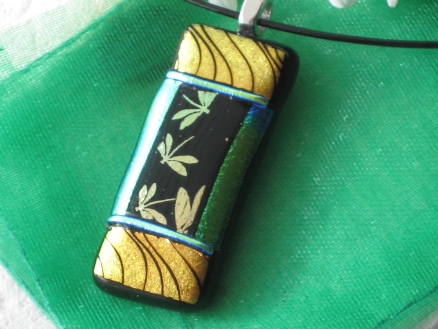 Unique fused dichroic glass pendant