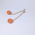 Polymer clay bead dangle earring with chain