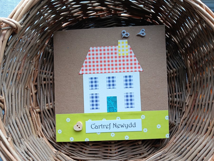 Cartref Newydd Handmade Paper Patchwork Perfectly Imperfect Welsh Card 6" x 6"