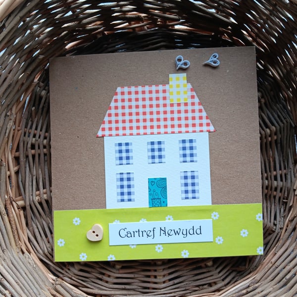 Cartref Newydd Handmade Paper Patchwork Perfectly Imperfect Welsh Card 6" x 6"