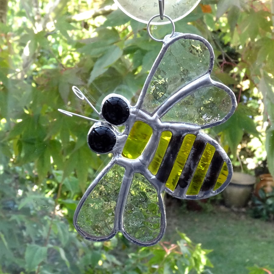 Bee Stained Glass Suncatcher - Handmade Hanging Decoration