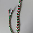 Welsh Flag Colour Friendship Bracelet – Red White Green Chevron – Adjustable