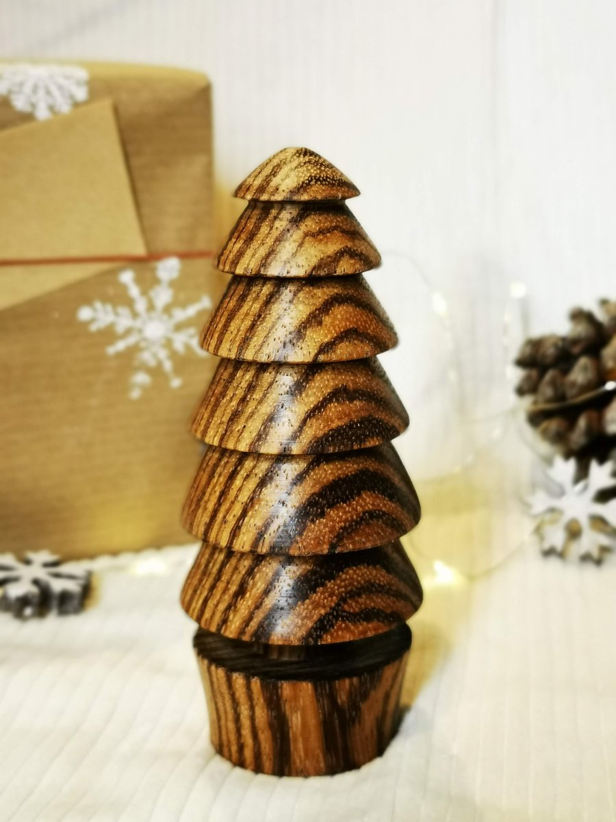 Wood turned Zebrano Christmas tree