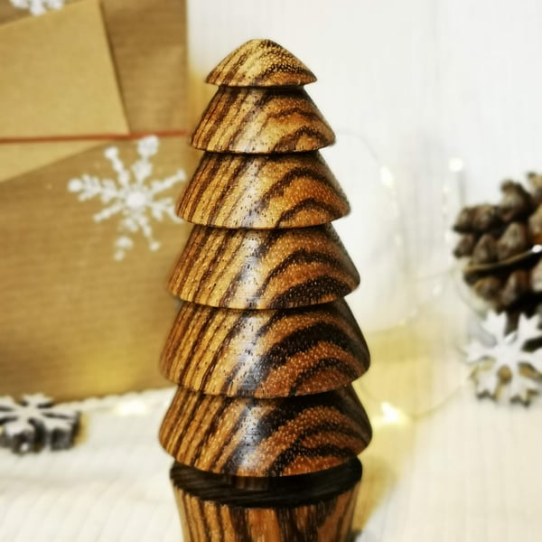 Wood turned Zebrano Christmas tree