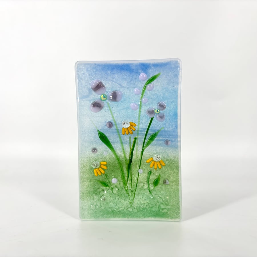 Fused Glass Floral Tea Light Holder 