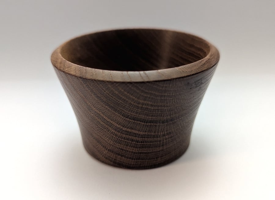 Small hand-turned oak pot with curved sides