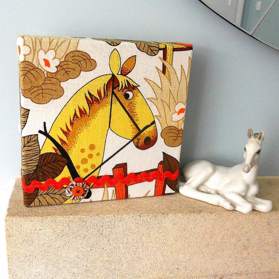 VIntage fabric Farm Horse Picture
