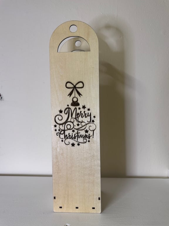 Christmas Wine Bottle Holder – Wooden Merry Christmas Gift Box