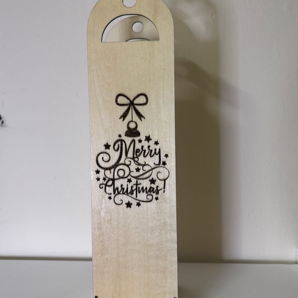 Christmas Wine Bottle Holder – Wooden Merry Christmas Gift Box