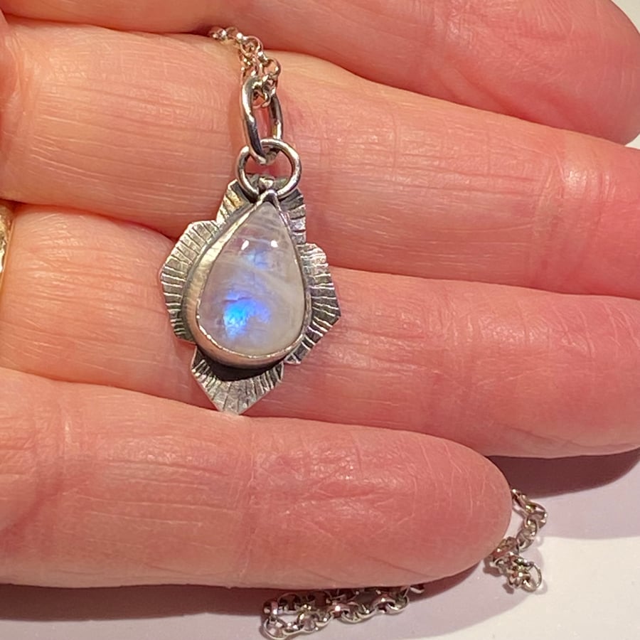Rainbow Moonstone drop pendant