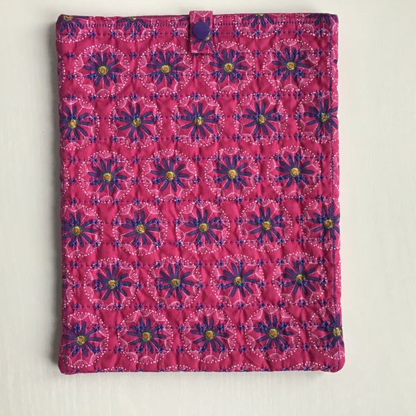 Pink and Purple Flower Quilted iPad Tablet Case