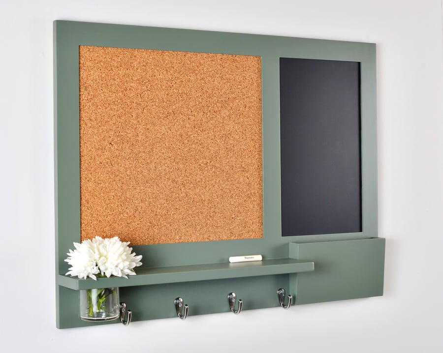 Chalkboard CorkBoard Combo organiser in Green Smoke