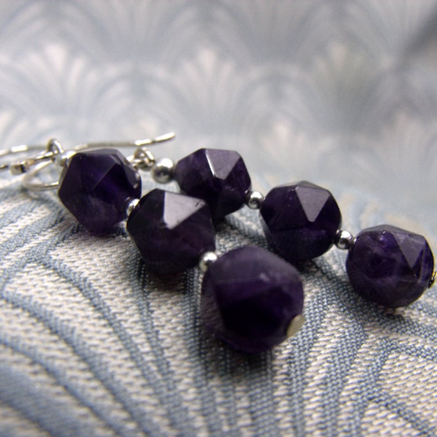 Amethyst Earrings UK, Purple Dangle Earrings, Purple Handmade Earrings DD15
