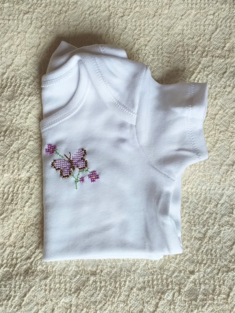Butterfly Vest age 3-6 months, hand embroidered