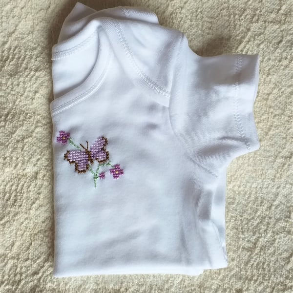 Butterfly Vest age 3-6 months, hand embroidered