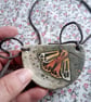 ceramic necklace pendant handmade- moth semi circle - Image 3